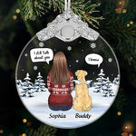 Custom Name Memorial Dog Christmas Gifts - Personalized Metal Top Glass Ornament