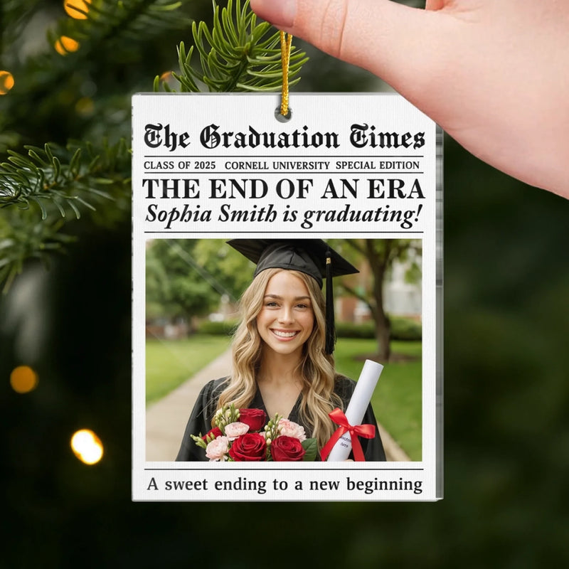 Custom Photo Acrylic Ornament - Personalized Christmas Graduation Gifts For Him, Her - New Beginnings Bright With Hope