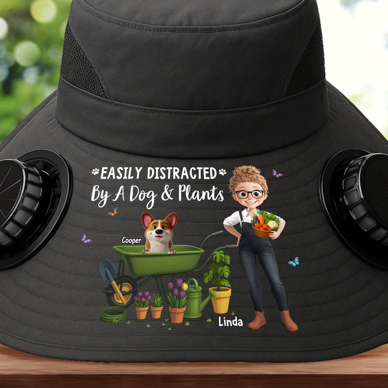 Custom Hat With Fans Solar Power - Personalized Garden Gifts For Gardeners, Dog Lovers, Dog Dad And Mom - Garden Goals and Furry Friends