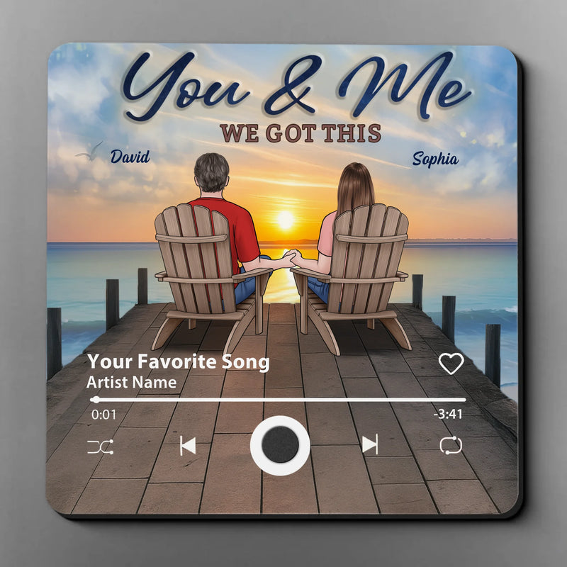 Custom Couple Song Sunset Gifts - Personalized Music Fridge Magnet