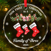 Custom Circle Glass Ornament - Personalized Christmas Birthday Gifts For Mom, Dad, Kids - Our First Christmas Together