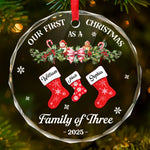 Custom Name Family Christmas Gifts - Personalized Glass Ornament