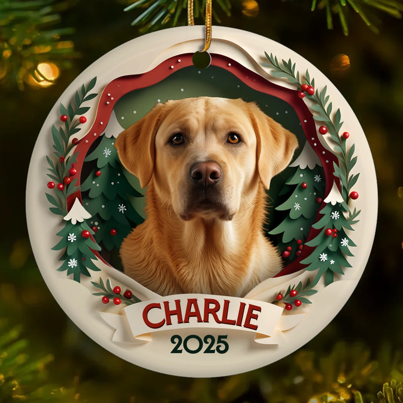 Custom Photo Ceramic Ornament - Personalized Pet Memorial Sympathy Gifts For Dogs, Cats - Forever In My Heart
