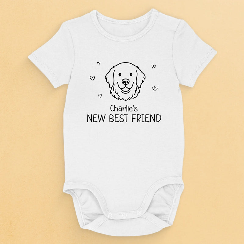 Custom Name New Best Friend Gifts for Dog Lovers - Personalized Baby Onesies