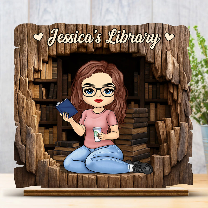 Custom Wooden Plaque - Personalized Book Gifts For Book Lovers - Welcome To My Book Nook - Desk Decor