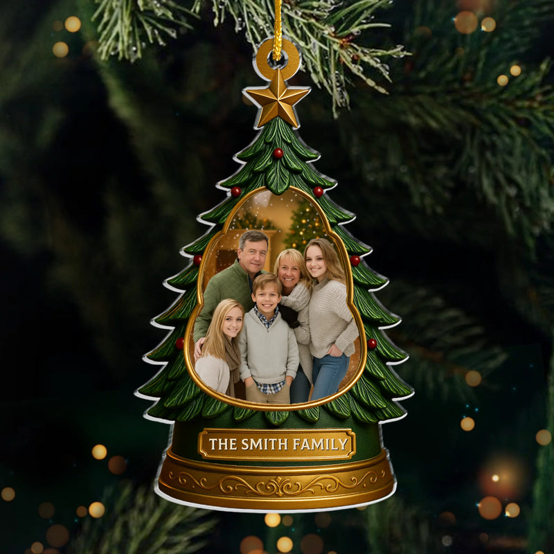 Custom Photo Acrylic Ornament - Personalized Christmas Birthday Gifts For Mom, Dad, Kids - Making Memories By The Tree