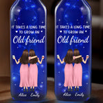 Custom Name Old Friend Gifts for Best Friends - Personalized Blue Bottle Lamp