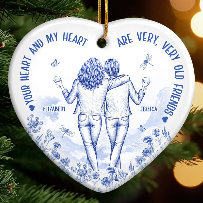 Custom Ceramic Ornament - Personalized Best Friend Christmas Birthday Gifts For Women, Besties, Sisters, BFF - Together We Shine The Most