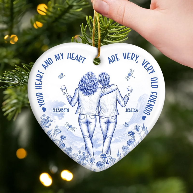 Custom Ceramic Ornament - Personalized Best Friend Christmas Birthday Gifts For Women, Besties, Sisters, BFF - Together We Shine The Most