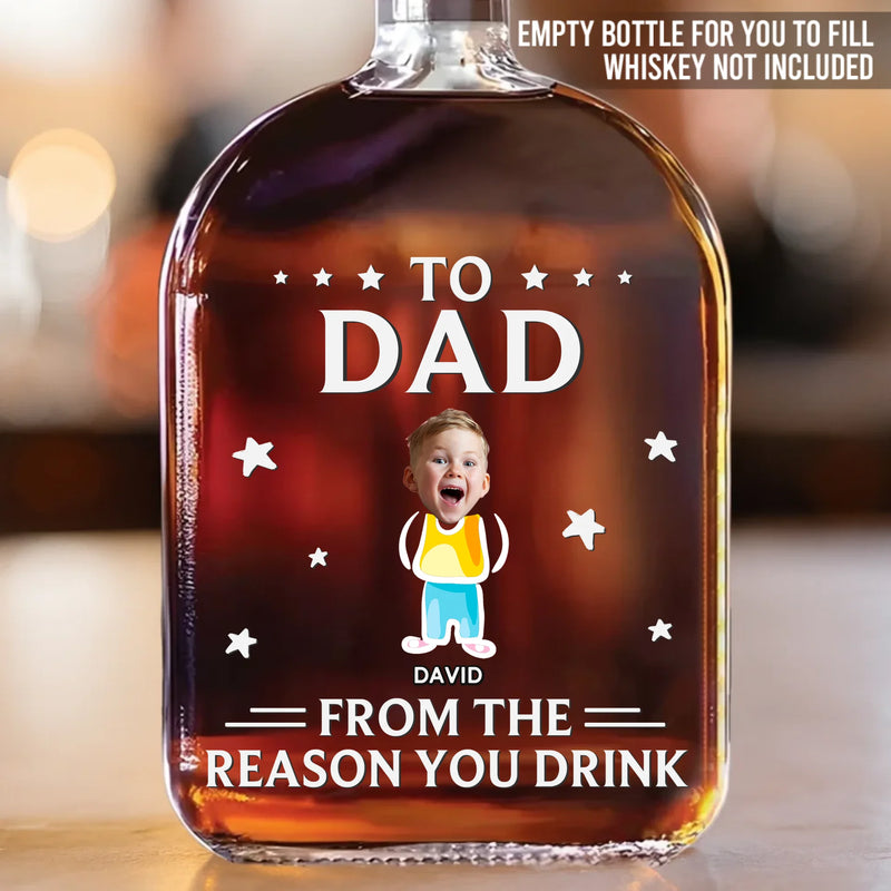 Custom Photo Cheers To The Chaos You Created - Family Personalized Custom Whiskey Bottle - Father's Day, Gift For Dad, Grandpa