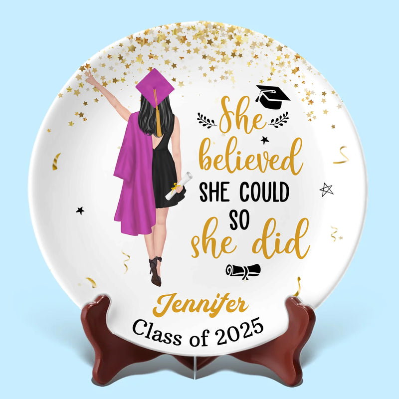 Cheers To New Beginnings - Family Personalized Custom Ceramic Plate - Graduation Gift For Family Members, Siblings, Brothers, Sisters