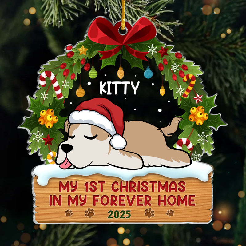 First Christmas, First Paws Under The Tree - Dog & Cat Personalized Custom Ornament - Acrylic Custom Shaped - Christmas Gift For Pet Owners, Pet Lovers, First Christmas