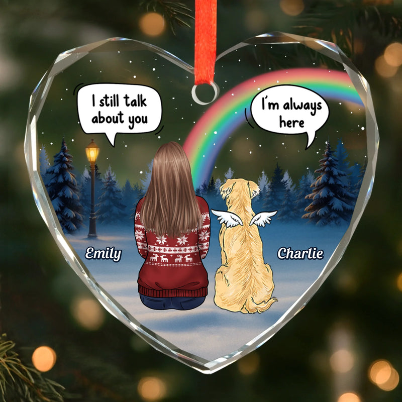 Custom Heart Glass Ornament -  Personalized Pet Christmas Memorial Sympathy Gifts For Dogs, Cats - Still With Me
