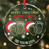 Custom Circle Glass Ornament - Personalized Christmas Baby Shower, Gender Reveal Gifts For New Moms, New Dads, New Parents - A New Chapter Of Love