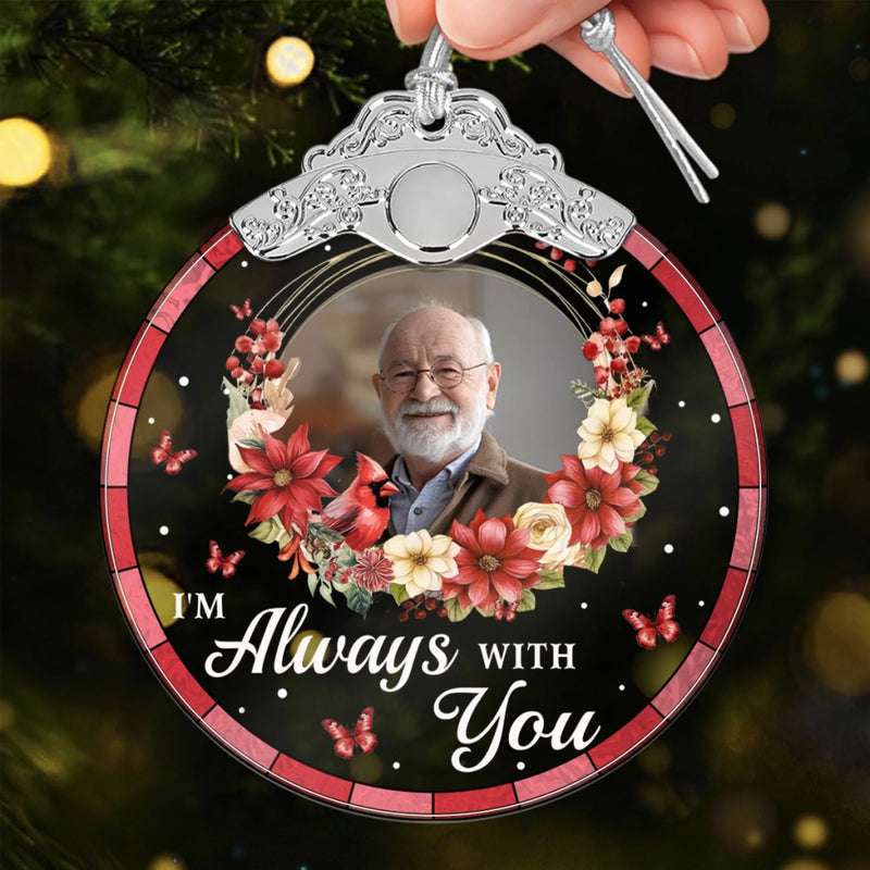 Custom Photo Glass Ornament - Personalized Christmas Memorial Sympathy Gifts For Loss Of Mom, Dad - Cherished Memories Live Within Us