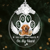 Custom Photo Glass Ornament - Personalized Pet Christmas Memorial Sympathy Gifts For Dogs, Cats - Paws Print Memories In Heart