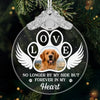 Custom Photo Glass Ornament - Personalized Pet Christmas Memorial Sympathy Gifts For Dogs, Cats - Paws Print Memories In Heart