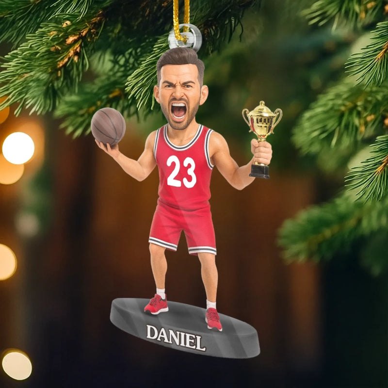 Custom Photo Acrylic Ornament - Personalized Christmas Birthday Sport Gifts For Sports Lovers - Basket Full Of Christmas Cheer