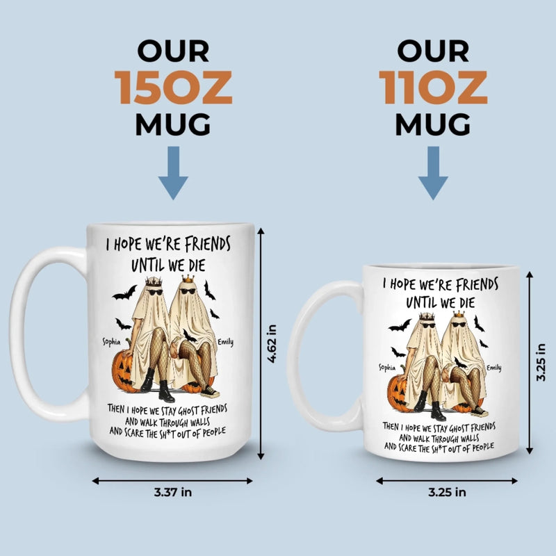 Custom Mug - Personalized Halloween Birthday Gifts For Women, Besties, Sisters, BFF - Ghostly Giggles With My Bestie