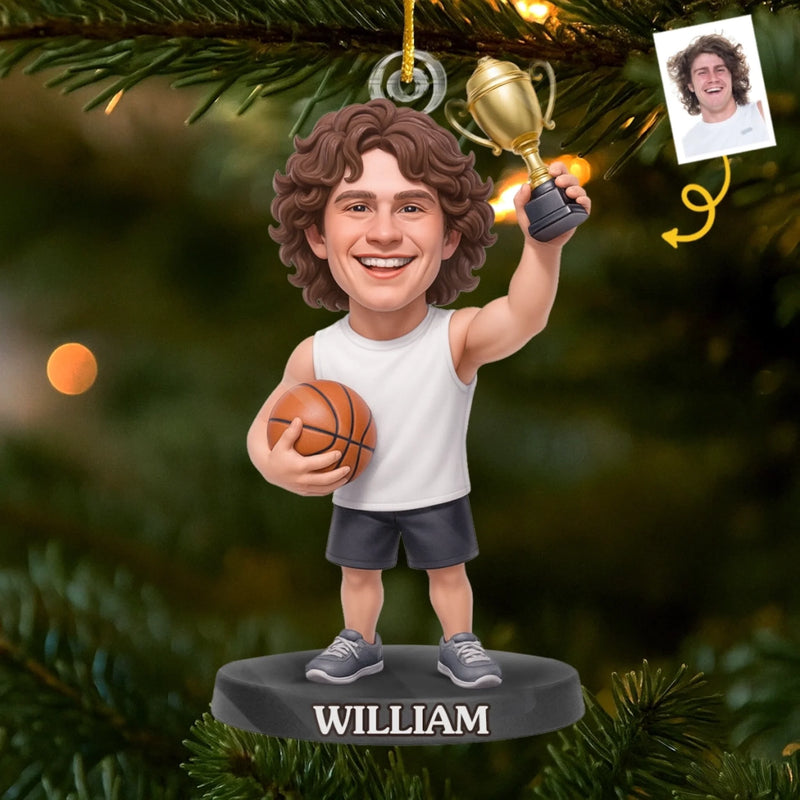 Custom Photo Acrylic Ornament - Personalized Christmas Birthday Sport Gifts For Sports Lovers - Holiday Hustle, Championship Muscle