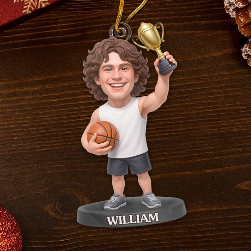 Custom Photo Acrylic Ornament - Personalized Christmas Birthday Sport Gifts For Sports Lovers - Holiday Hustle, Championship Muscle