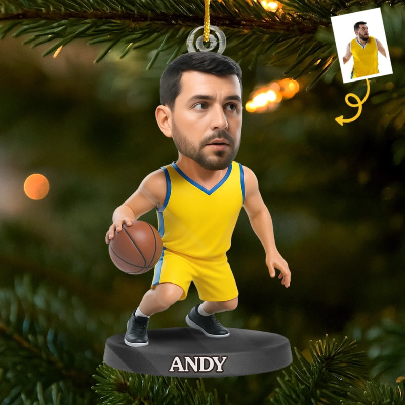 Custom Photo Acrylic Ornament - Personalized Christmas Birthday Sport Gifts For Sports Lovers - Festive Fast Break