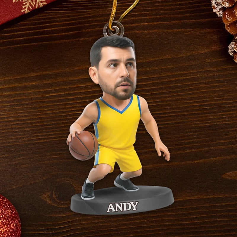 Custom Photo Acrylic Ornament - Personalized Christmas Birthday Sport Gifts For Sports Lovers - Festive Fast Break