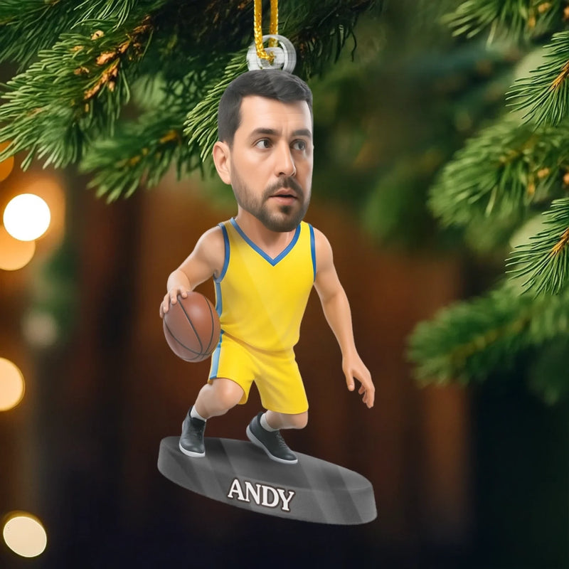 Custom Photo Acrylic Ornament - Personalized Christmas Birthday Sport Gifts For Sports Lovers - Festive Fast Break