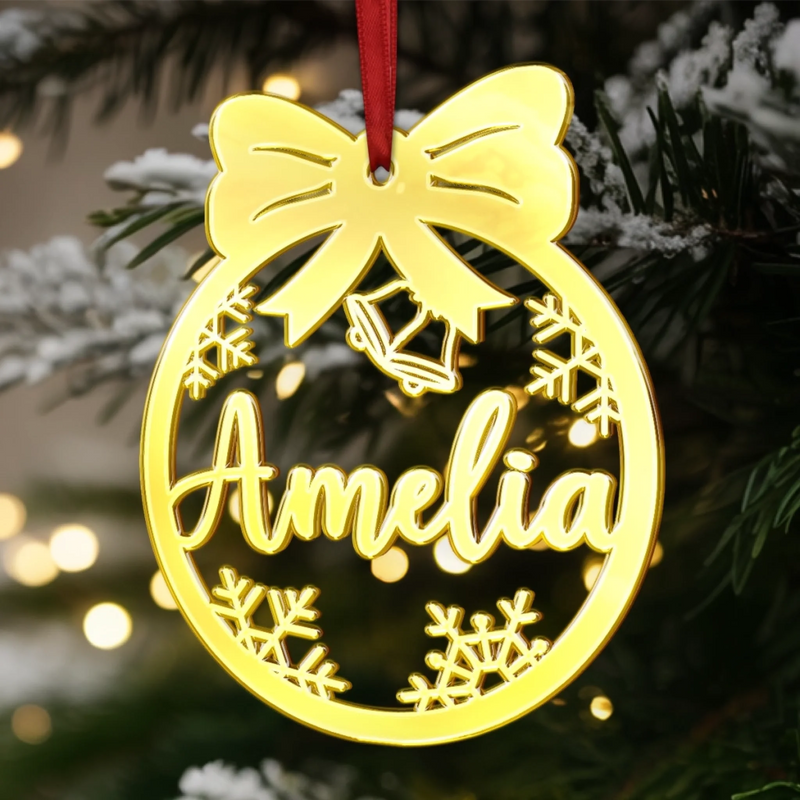Custom Mirrored Acrylic Ornament - Personalized  Christmas Birthday Gifts For Mom, Dad, Kids - Sparkle Season