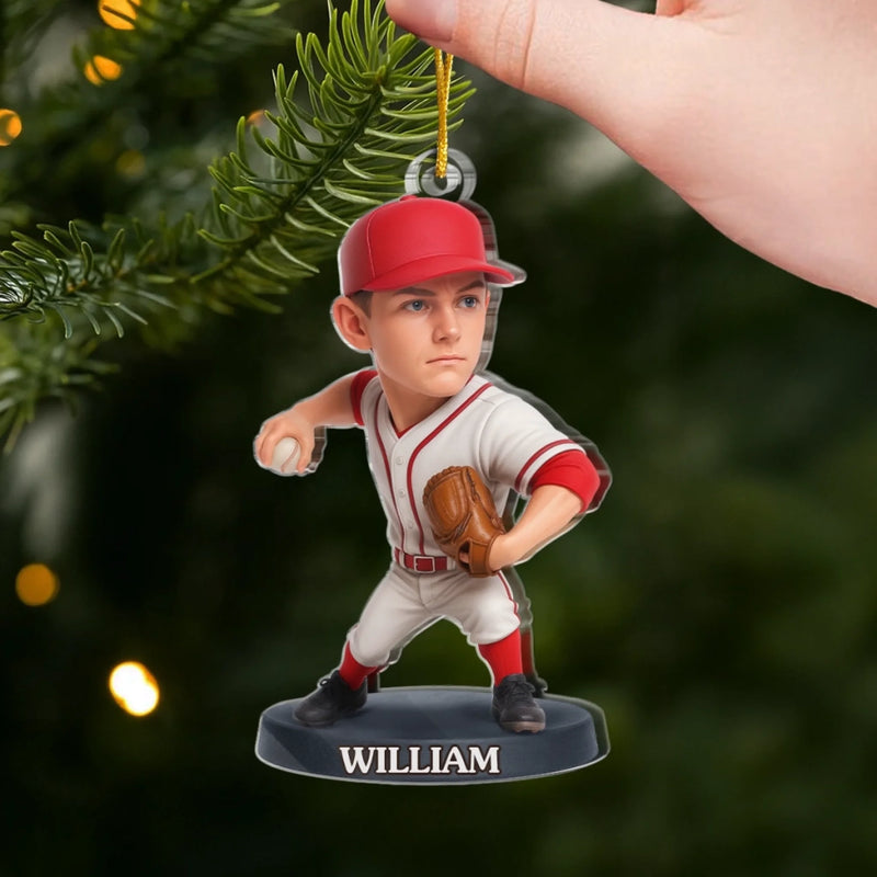 Custom Photo Baseball Player Christmas Gifts for Baseball Fans - Personalized Ornament