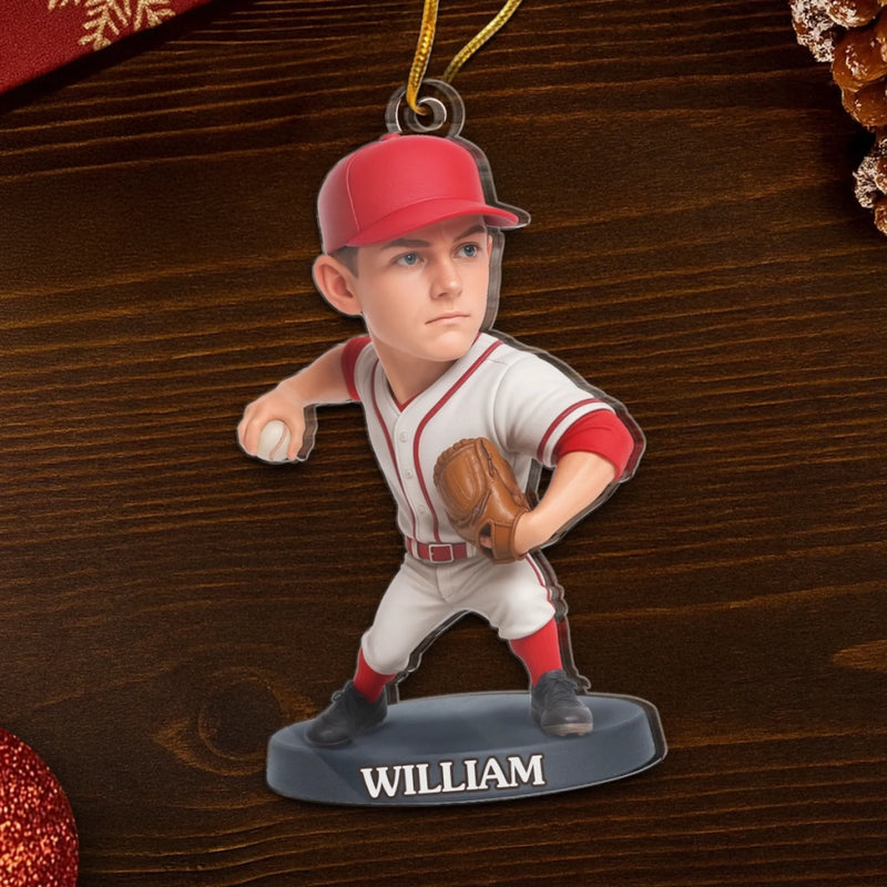 Custom Photo Baseball Player Christmas Gifts for Baseball Fans - Personalized Ornament