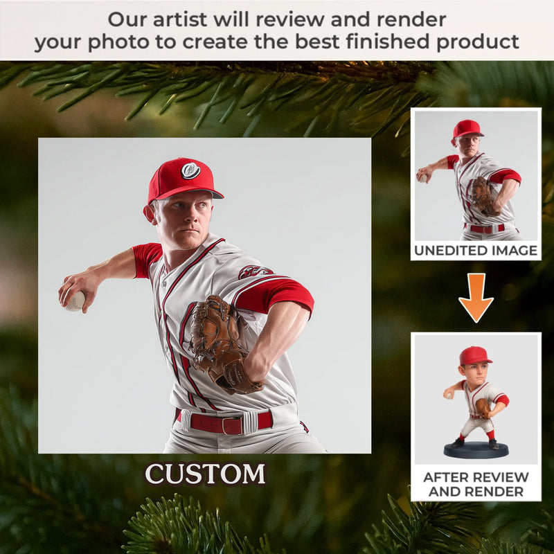 Custom Photo Acrylic Ornament - Personalized Christmas Birthday Sport Gifts For Sports Lovers - Born To Pitch, Built To Win