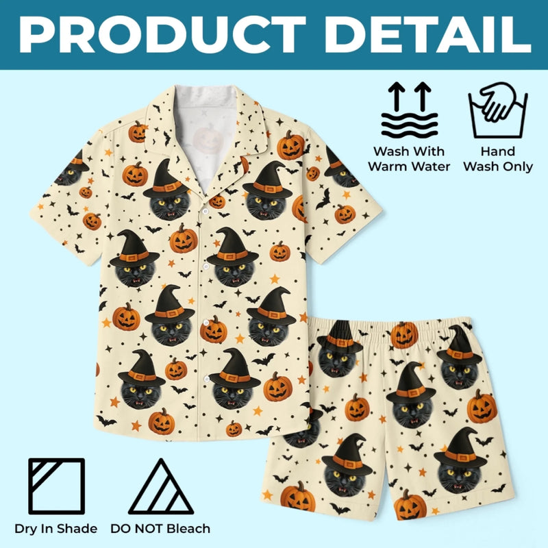 Custom Photo Short Pajama Set - Personalized Halloween Birthday Gifts For Dog Cat Lovers, Dog Dad And Mom, Cat Owners - Too Cute To Spook
