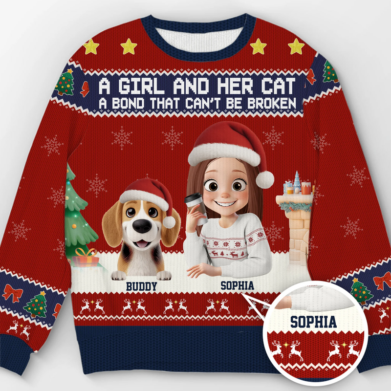 Custom Unisex Ugly Sweatshirt - Personalized  Christmas Birthday Gifts For Dog Cat Lovers, Dog Dad And Mom, Cat Owners - Santa Claws Is Coming