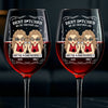Custom Stemmed Wine Glass - Personalized Best Friend Birthday Gifts For Women, Besties, Sisters, BFF - Trouble Makers Till The End