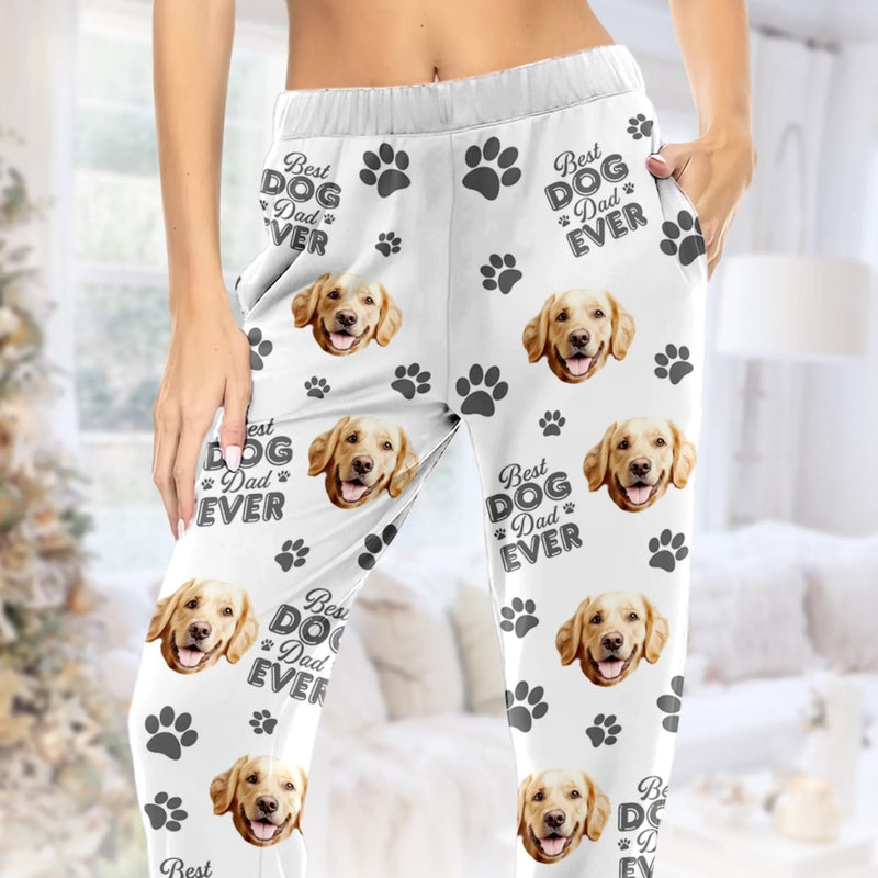 Custom Photo Pajama Pants - Personalized  Christmas Birthday Gifts For Dog Cat Lovers, Dog Dad And Mom, Cat Owners - Dog Cuddles Are Therapy
