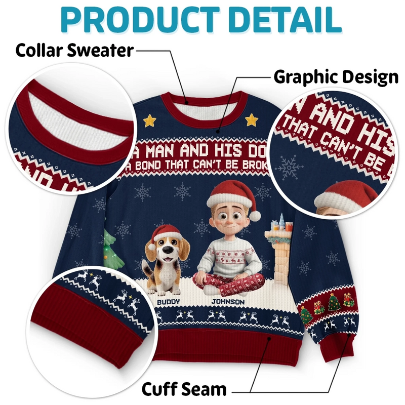 Custom Unisex Ugly Sweatshirt - Personalized  Christmas Birthday Gifts For Dog Cat Lovers, Dog Dad And Mom, Cat Owners - Santa Paws Approved
