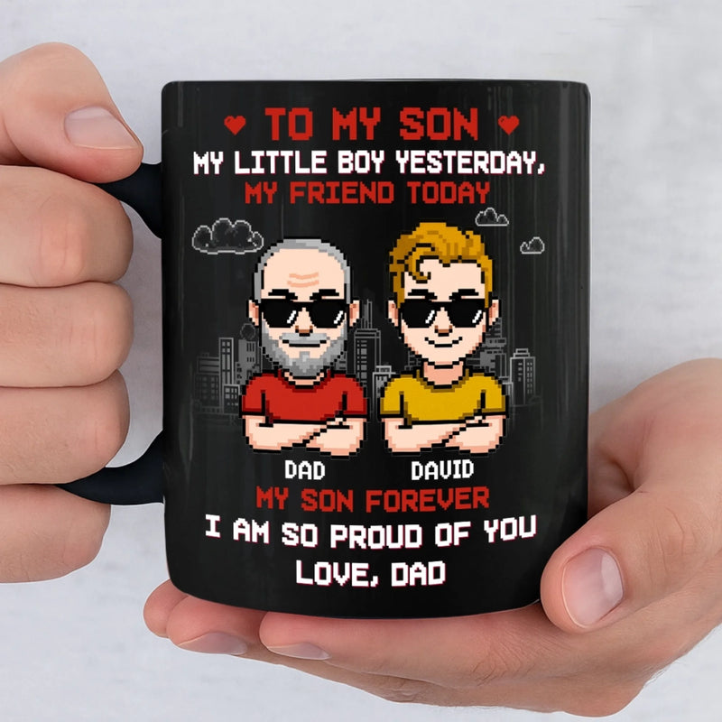 Custom Black Mug - Personalized Birthday Gifts For Dad, Son - Two Generations One Bond