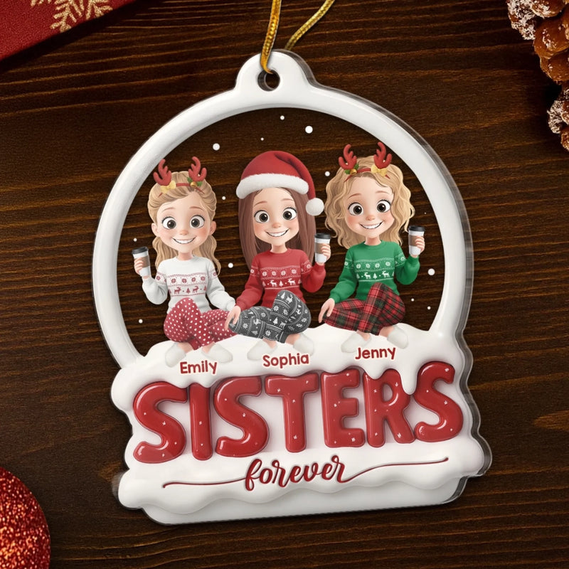 Custom Acrylic Ornament - Personalized Best Friend Christmas Birthday Gifts For Women, Besties, Sisters, BFF - Bestie Nights Glow With Cheer