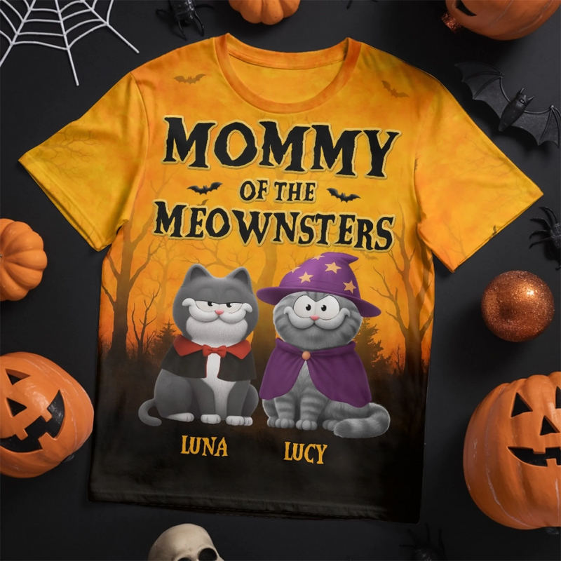 Custom Unisex T-shirt - Personalized Halloween  Birthday Gifts For Cat Lovers, Cat Mom And Dad - When Halloween Meets Cattitude