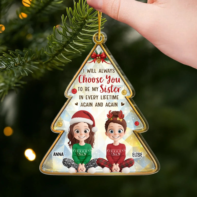 Custom Acrylic Ornament - Personalized Best Friend Christmas Birthday Gifts For Women, Besties, Sisters, BFF - Sharing Laughs Under Christmas Lights