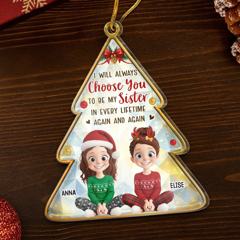 Custom Acrylic Ornament - Personalized Best Friend Christmas Birthday Gifts For Women, Besties, Sisters, BFF - Sharing Laughs Under Christmas Lights