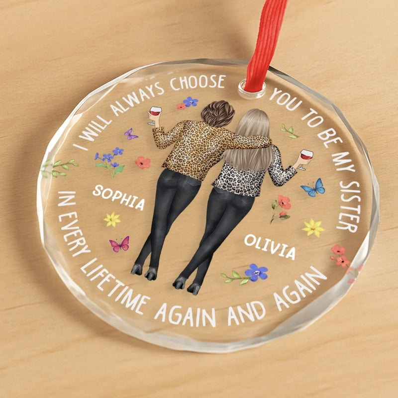 Custom Circle Glass Ornament - Personalized Best Friend Christmas Birthday Gifts For Women, Besties, Sisters, BFF - Christmas Is Better With Besties
