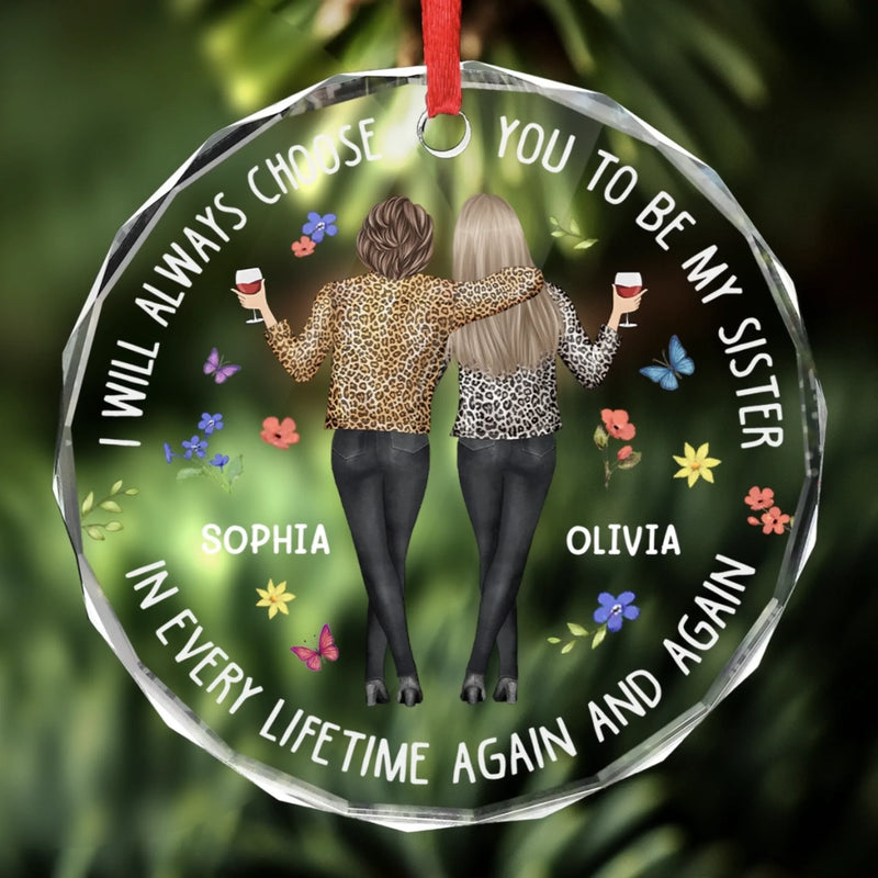 Custom Circle Glass Ornament - Personalized Best Friend Christmas Birthday Gifts For Women, Besties, Sisters, BFF - Christmas Is Better With Besties