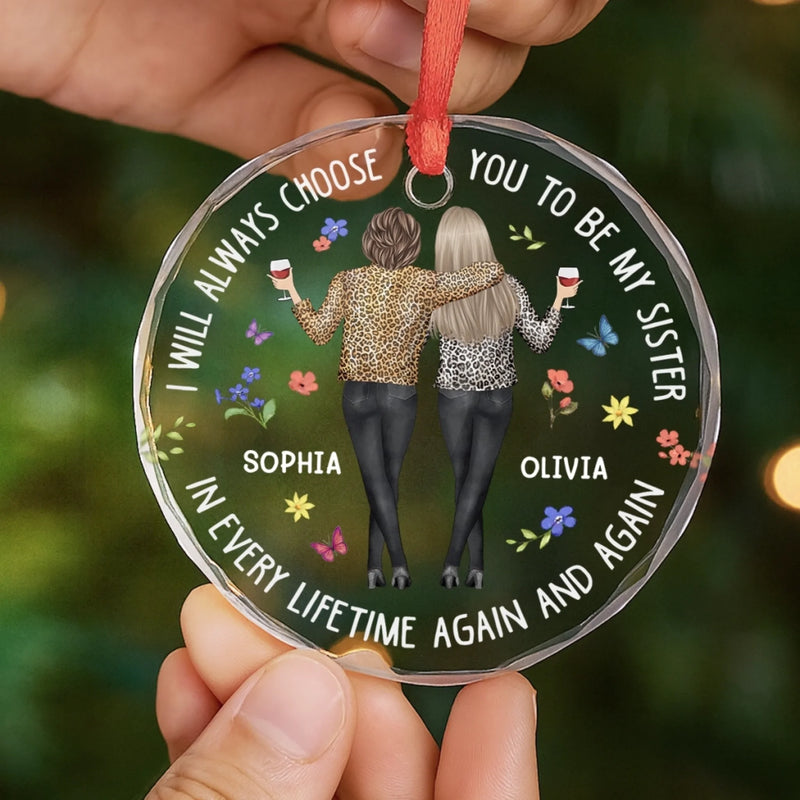 Custom Circle Glass Ornament - Personalized Best Friend Christmas Birthday Gifts For Women, Besties, Sisters, BFF - Christmas Is Better With Besties