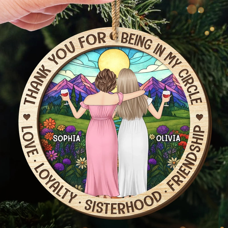 Custom Double Layer Wooden Ornament - Personalized Best Friend Christmas Birthday Gifts For Women, Besties, Sisters, BFF - Memories Made Merry With Friends