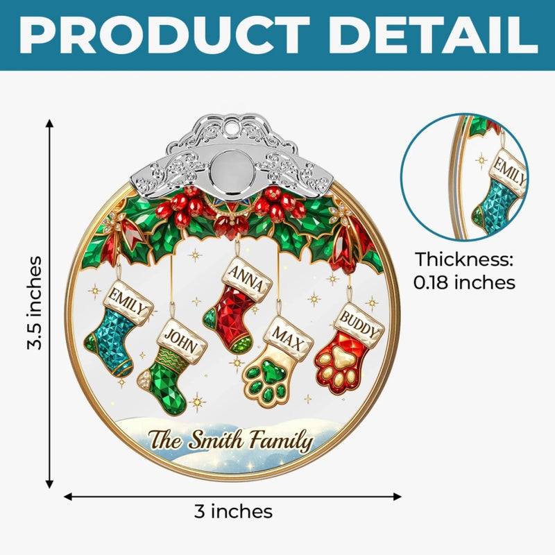 Custom Glass Ornament - Personalized Christmas Birthday Gifts For Mom, Dad, Kids - Family Makes Christmas Bright