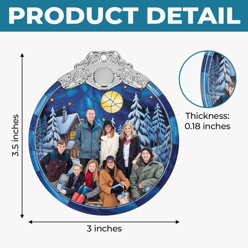 Custom Photo Glass Ornament - Personalized Christmas Birthday Gifts For Mom, Dad, Kids - Home Is Where We Gather