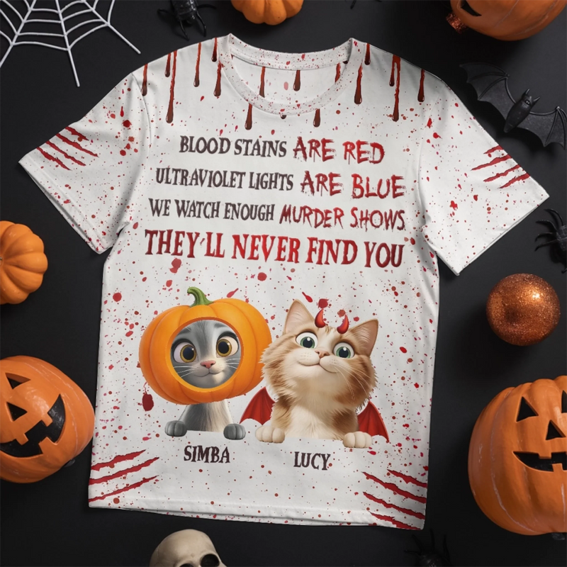 Custom Unisex T-shirt - Personalized Halloween  Birthday Gifts For Cat Lovers, Cat Mom And Dad - Purranormal Activity