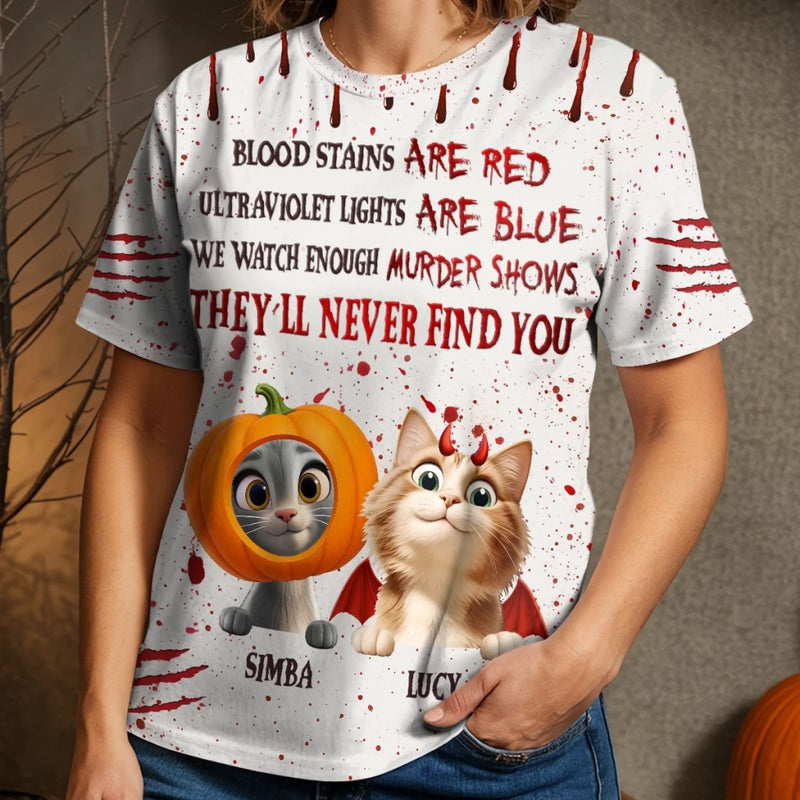 Custom Unisex T-shirt - Personalized Halloween  Birthday Gifts For Cat Lovers, Cat Mom And Dad - Purranormal Activity